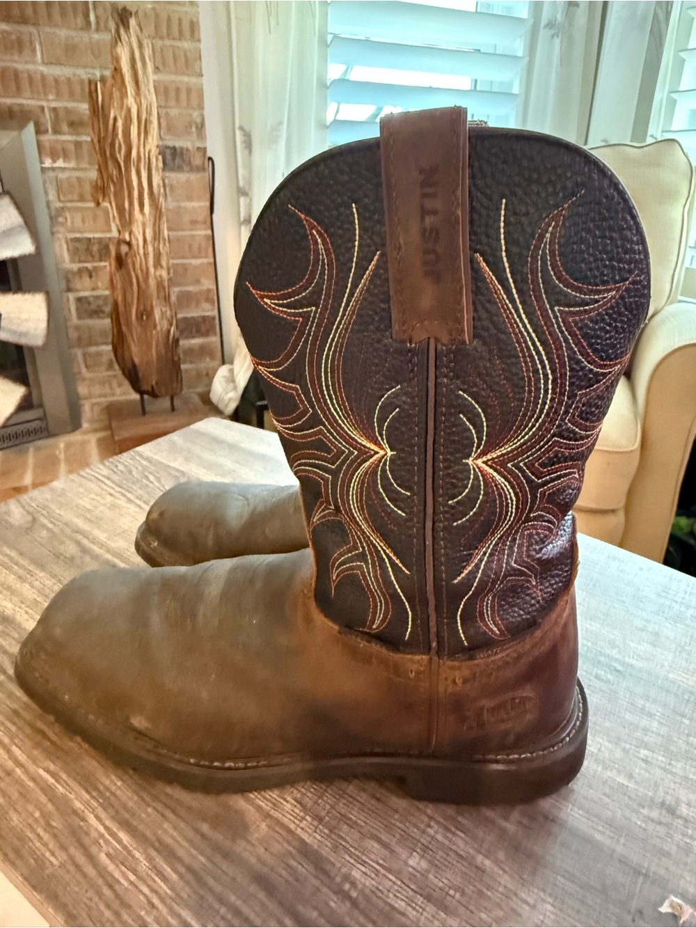 Justin Steel Toe Western Work Boots Brown Leather EH ASTM F2413-18 Size 11D